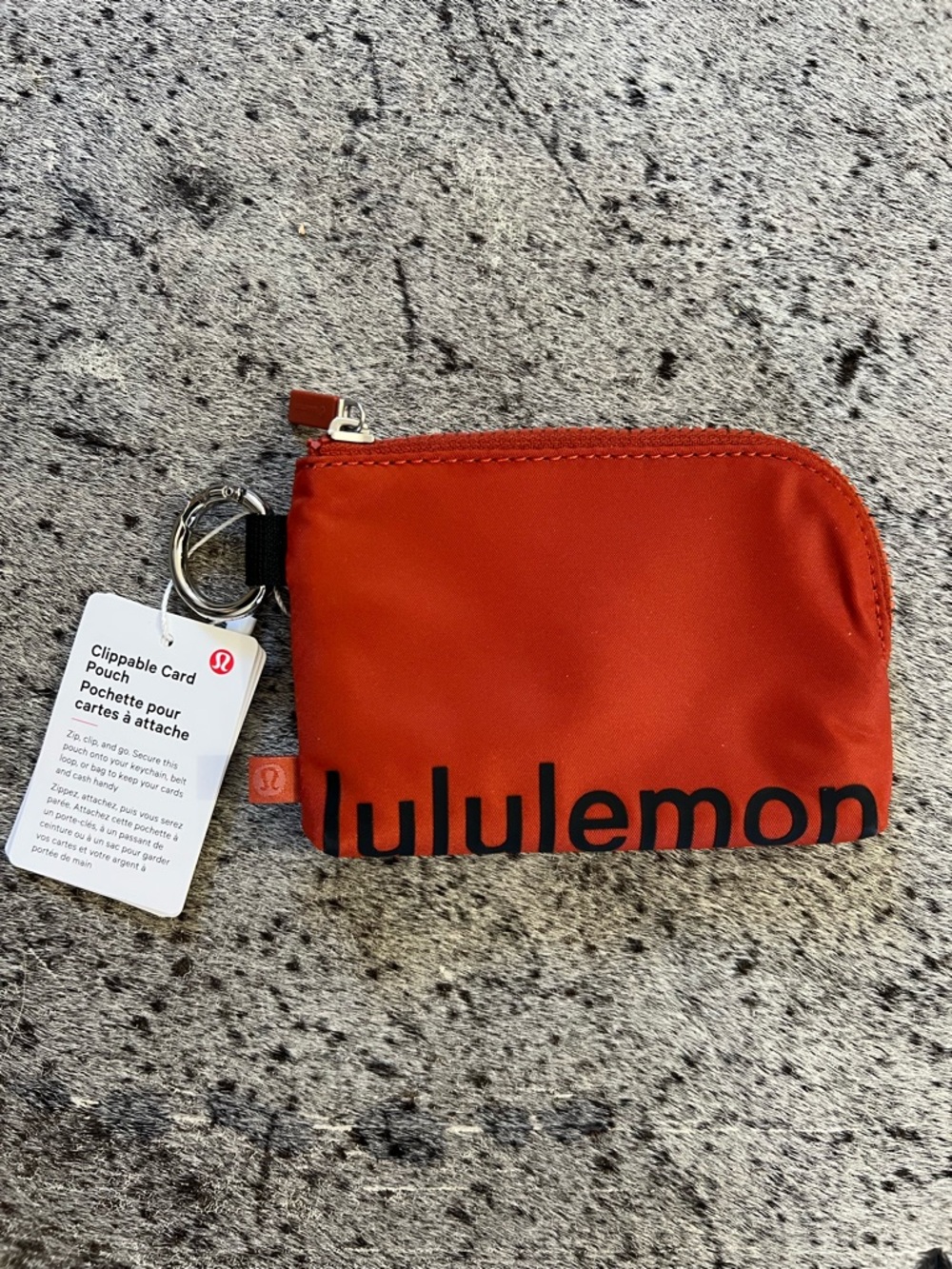 lululemon Autumn Rust and Black Clippable Card Pouch